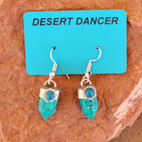 Turquoise Crystal Cut Earrings