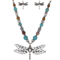 Dragonfly Necklace Set with Earrings