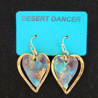 Patina and Copper Toned Heart Earrings