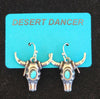 Southwest Bull Head with Turquoise Earrings