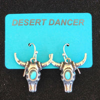 Southwest Bull Head with Turquoise Earrings