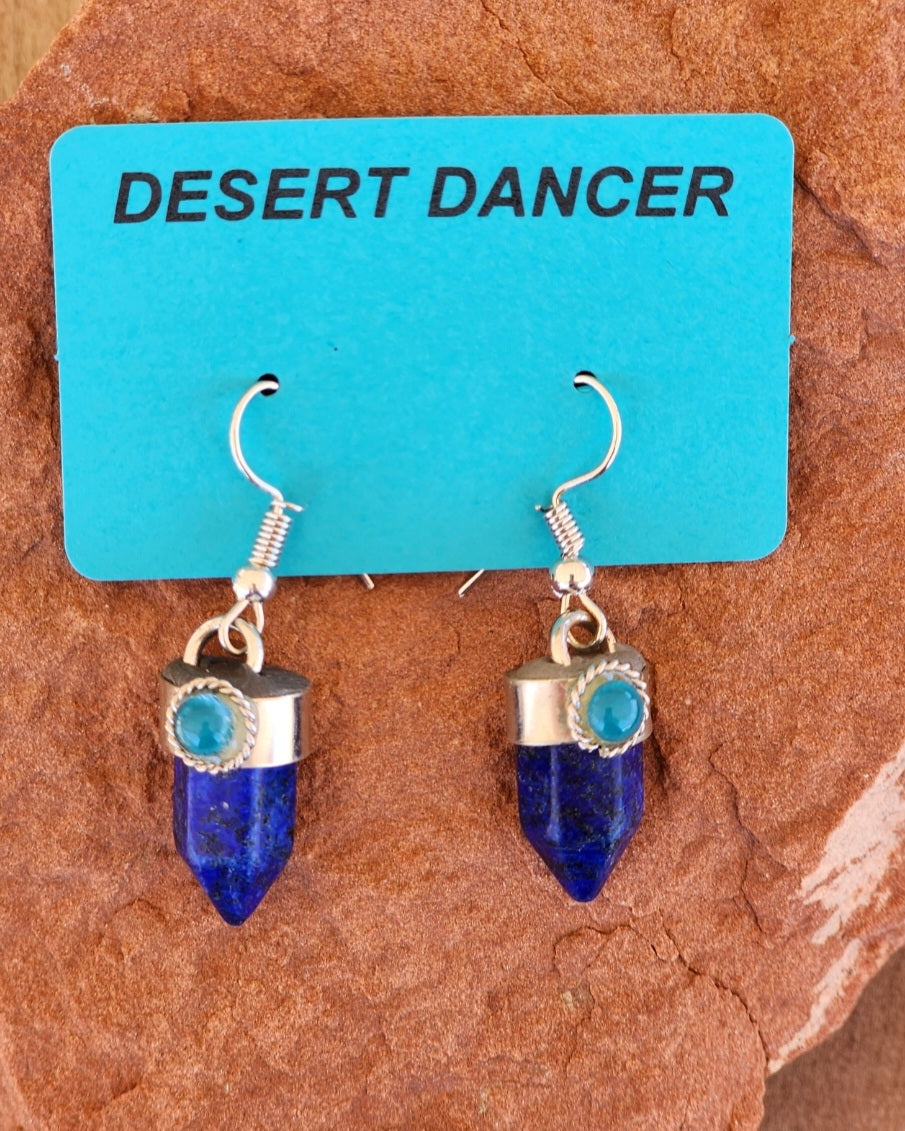 Lapis Crystal Cut Earrings