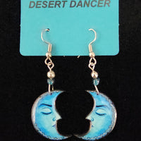 Blue Moon Face Earrings