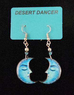 Blue Moon Face Earrings