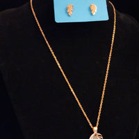 Tropical Leaf Necklace and Earring Set