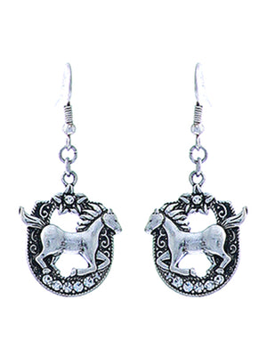 Horse in Horseshoe  Earrings
