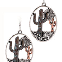 Cactus Tri Metal Earrings