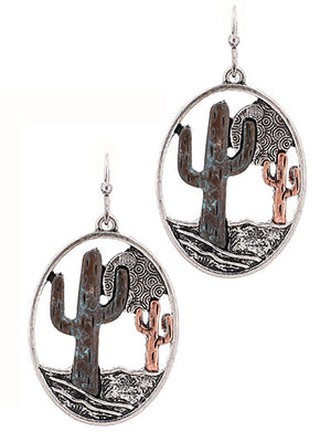 Cactus Tri Metal Earrings
