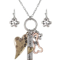 Live Love Bark Necklace Set with Earrings