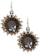 Sunflower with Bee Earrings