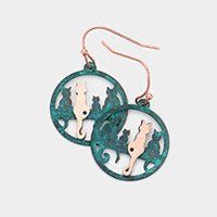 Cat earrings patina.