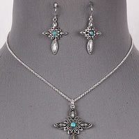 Cross Necklace Set with Earrings TQ