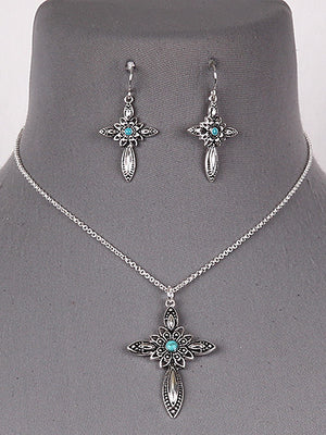 Cross Necklace Set with Earrings TQ