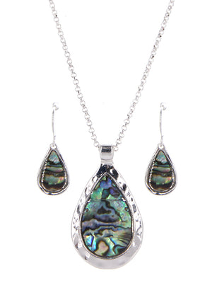 Small Teardrop Abalone Necklace Set with Earrings