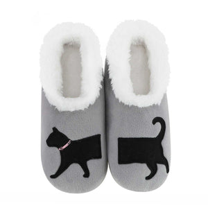 Black cat snoozies slippers cozy