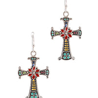 Multi Color Cross Earrings