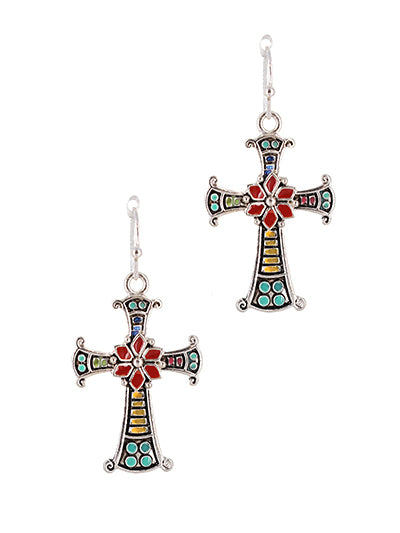 Multi Color Cross Earrings